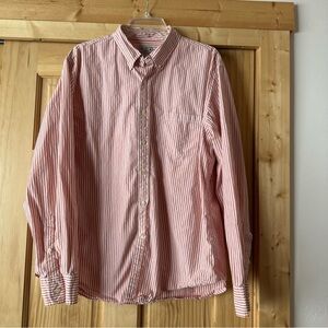 Tailored by J.Crew Button Down Shirt Mens XL Orange Striped Cotton Long Sleeve
